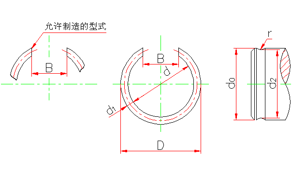 轴用钢丝挡圈 摘自GB 895.2-86